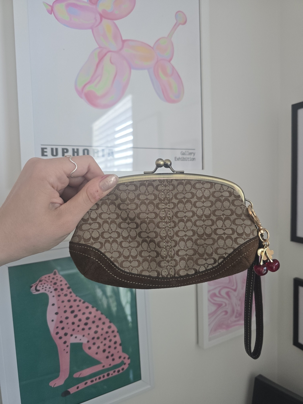 Vintage Coach Kisslock Chocolate Brown Wallet